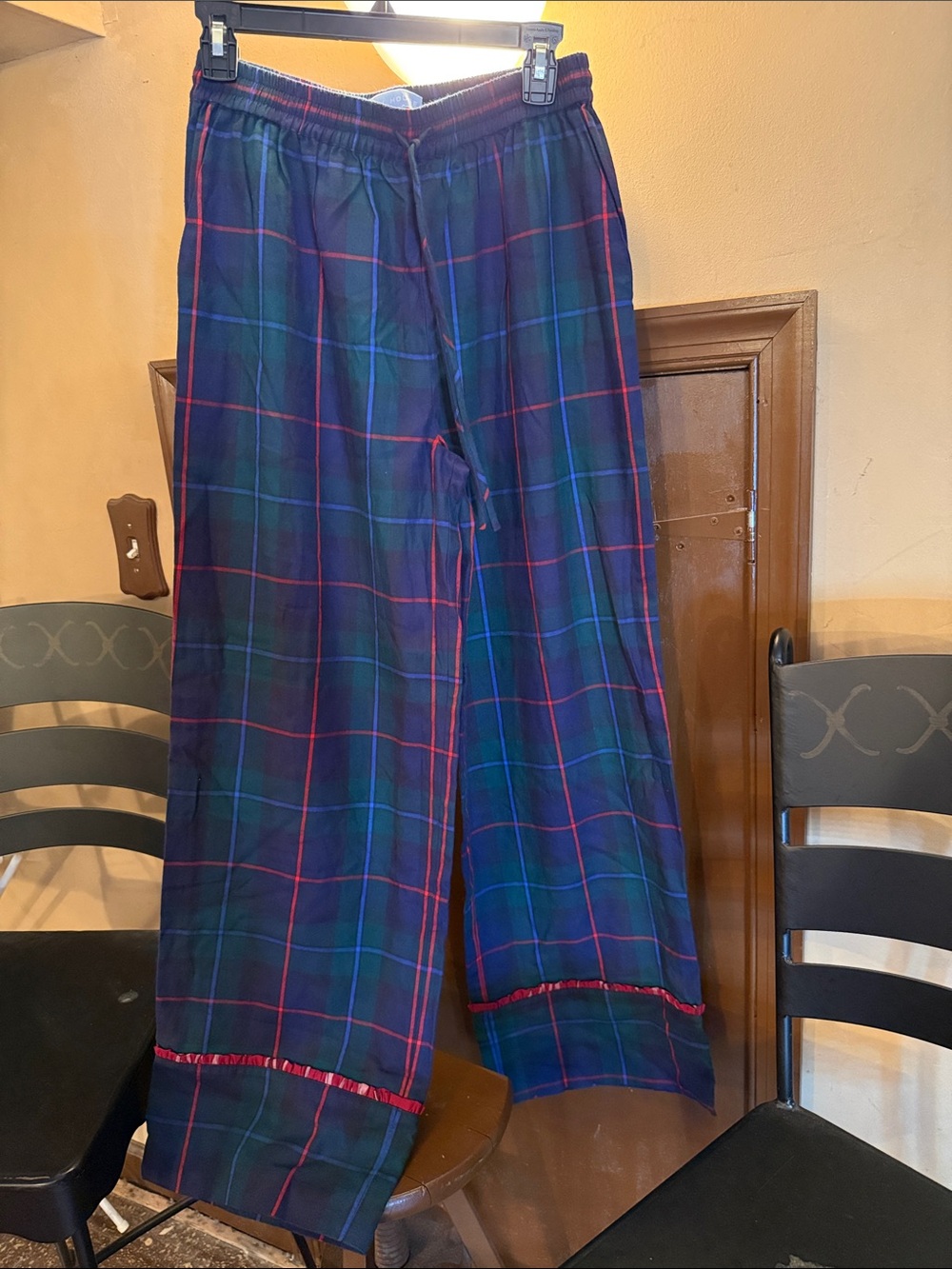 Hill House Women’s Relaxed Plaid Lounge Pants - Navy/Green/Red NWOT